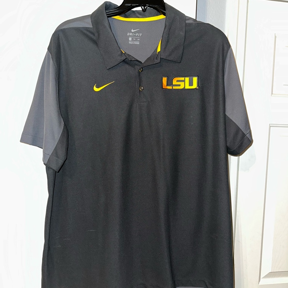 LSU Nike Dri-Fit Men's Black and Gray Polo Shirt